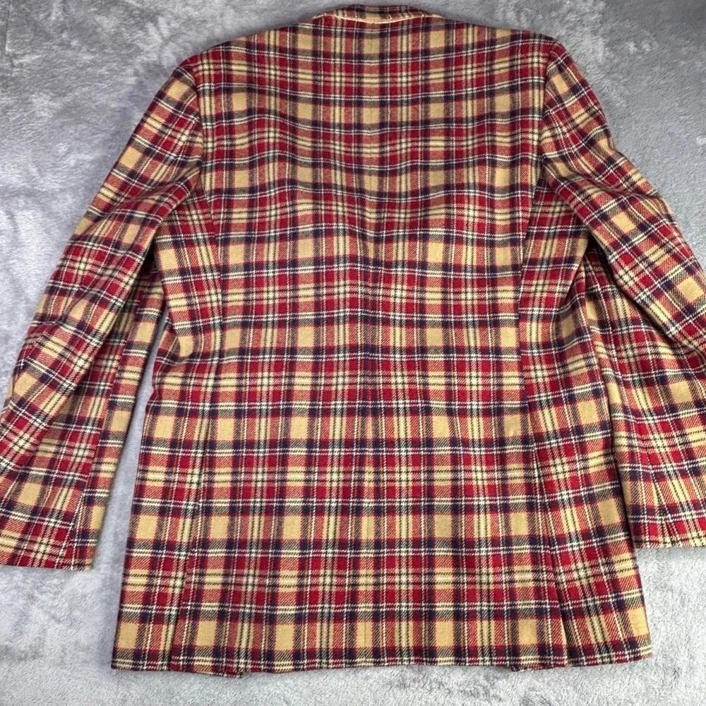 Ratner Clothes Blazer Mens 40R Red Tan Plaid Vintage Two Button Sport Coat Wool